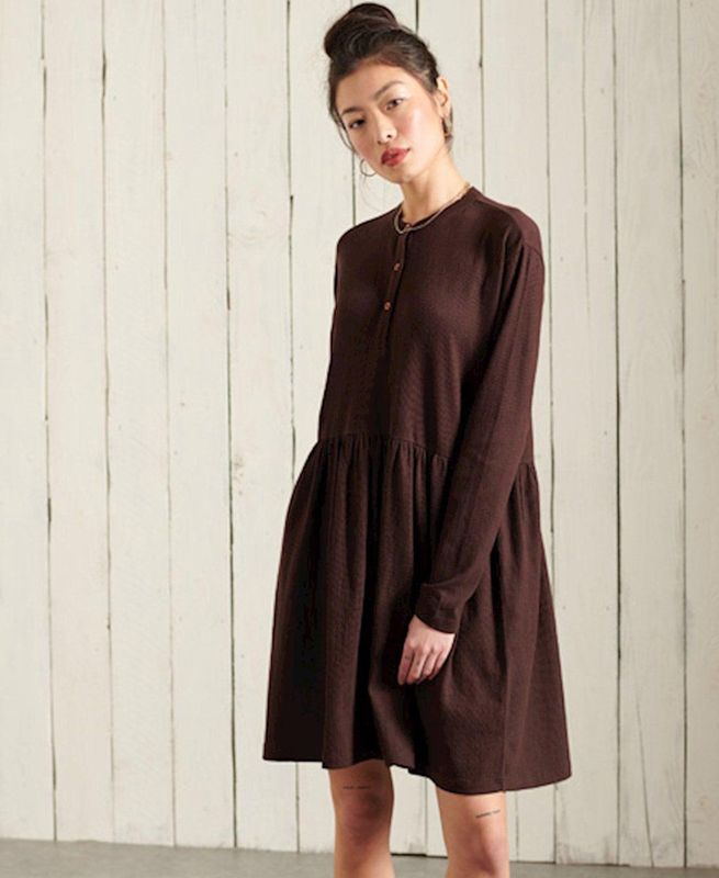 Superdry - Damesjurk - Jersey - Lange Mouwen - Geruite Rok