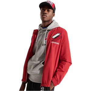 Superdry - Track Cagoule - Jas - Rood - Polyester 100% - Ritssluiting, Drukknopen, Mesh Voering