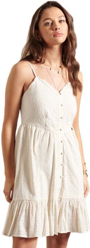 Superdry - Broderie Mini - Jurk - Beige - Katoen 100%