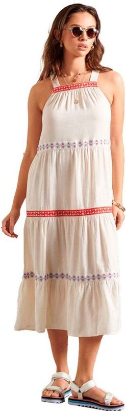 Superdry - Mouwloze Geborduurde Jurk - Maxi - Vierkante Halslijn