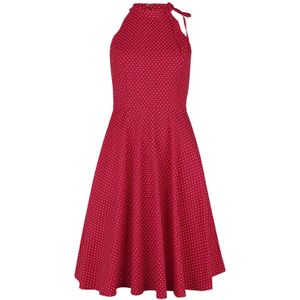 Banned Retro - Rockabilly Medium-lengte jurk - Hattie Halter Spot Dress - XS tot 4XL - voor Vrouwen - rood-wit