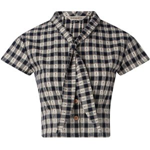 Banned - Cherry Check Blouse - S - Blauw