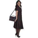 Banned Retro - Swing Jurk - Blauw/Multicolour - V-halslijn - Korte Mouwen