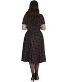 Banned Retro - Swing Jurk - Blauw/Multicolour - V-halslijn - Korte Mouwen