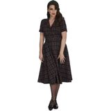 Banned Retro - Swing Jurk - Blauw/Multicolour - V-halslijn - Korte Mouwen