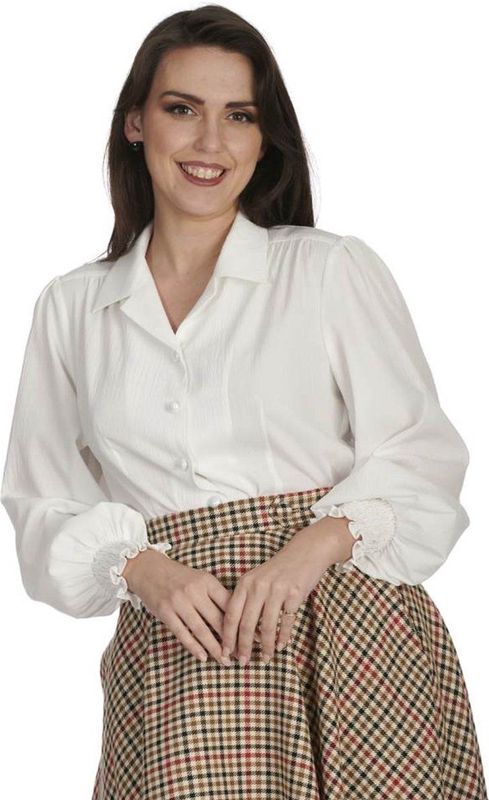 Banned - Bonnie Blouse - Wit - Lange Bisschop Mouwen