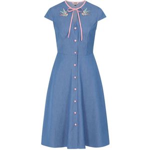 Banned - Millie Swallows Flare jurk - S - Blauw