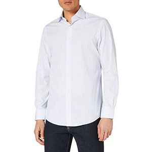 Hackett London Heren Blue Strch Graph Chk Shirt, 5 bmsky/wit., 58 NL