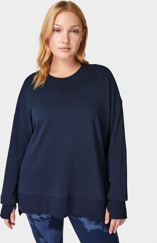Sweaty Betty - After Class Longline - Trui - Navy Blue - 50% Biologisch Katoen, 50% Modal