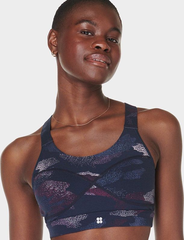 Sweaty Betty - Power Medium Support Sports BH - Blue Spray Camo - 62% Polyamide 38% Elastaan