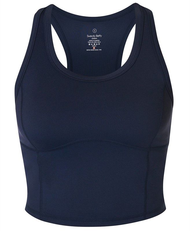 Sweaty Betty - All Day Cropped - Tanktop - Navy Blue - Gerecycled Polyester