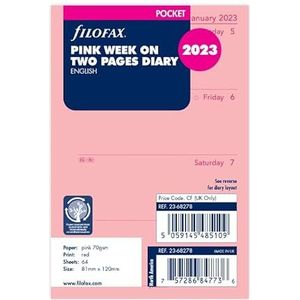 Filofax Agenda 2023, weekkalender op twee pagina's, roze (23-68278)