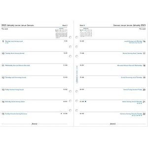 Filofax Agenda 2023, weekoverzicht, DIN A5, 4 talen, wit