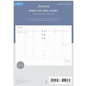 Filofax A5 Minimal Week to View Vertical 2023 Dagboek met afspraken, Wit