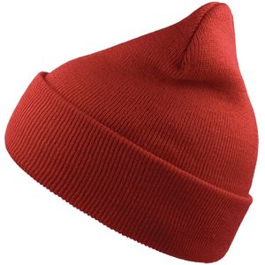 Absolute Apparel - Atlantis Wind Dubbele Laag Beanie met Omslag  (Donkerrood)