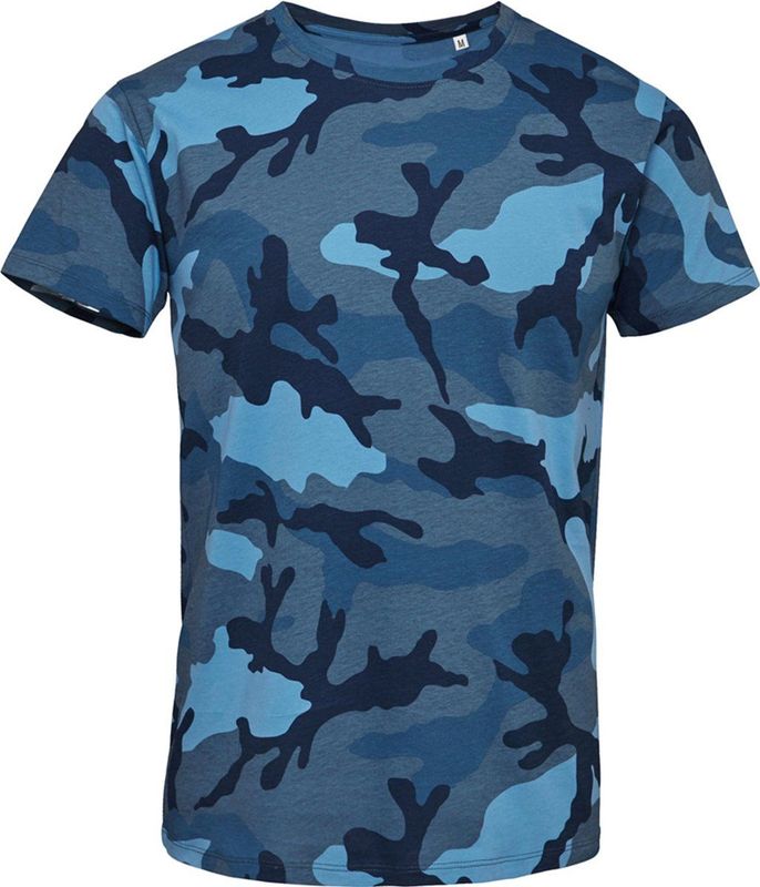 SOLS Dames/dames Camo T-Shirt met korte mouwen (Blauwe Camo)