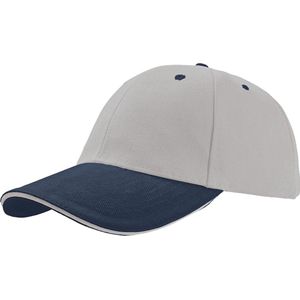 Atlantis Liberty Sandwich Heavy Brush Cotton 6 Panel Cap (Pack of 2)  (Grijs/Navy)