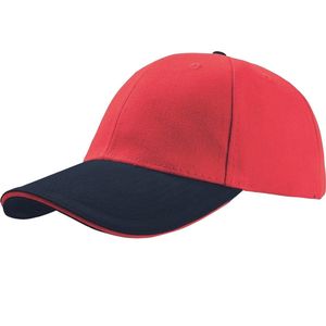 Atlantis Liberty Sandwich Heavy Brush Cotton 6 Panel Cap (Pack of 2)  (Rood/Zwaar)