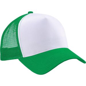 Beechfield Heren Half Mesh Trucker Cap / Hoofddeksel (2 stuks) (Puur groen/wit)