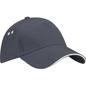 Beechfield Unisex Ultimate 5 Panel Contrast Baseball Cap met Sandwich Peak / Hoofddeksel (Pakket van 2) (Grafiet/Oestergrijs)