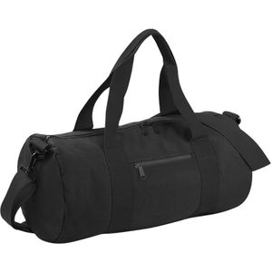 Bagbase Gewoon Varsity Barrel / Duffle Bag (20 Liter) (Pakket van 2) (Zwart/Zwart)