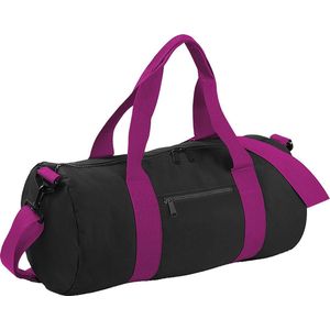 Bagbase Gewoon Varsity Barrel / Duffle Bag (20 Liter) (Pakket van 2) (Zwart/Fuchia)