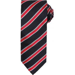 Premier Heren Wafelstrook Formele zakelijke stropdas (Pakket van 2) (Zwart/Rood)