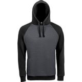 SOLS Unisex Seattle Contrast Raglan Hoodie (Houtskool mergel/zwart)