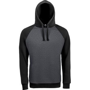 SOLS Unisex Seattle Contrast Raglan Hoodie (Houtskool mergel/zwart)