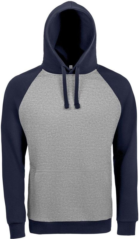 SOLS - Seattle Contrast Raglan Hoodie - Grijze Marl/Franse Marine