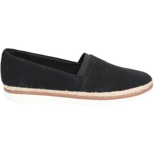 Clarks Serena Damesslippers Paige plat, Zwart suède.