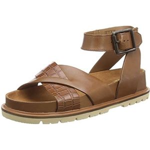 Clarks Orianna Cross Sandalen voor dames, Dark Tan Combi Leather, 38 EU