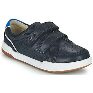 Clarks Fawn Solo T Babysneakers voor jongens, Navy blauw leer