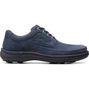 Clarks Nature II Derby heren veterschoenen, Marineblauw nubuckleer.