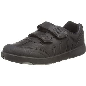 Clarks jongens sneakers Rex Stride K, zwart leder, 35 EU