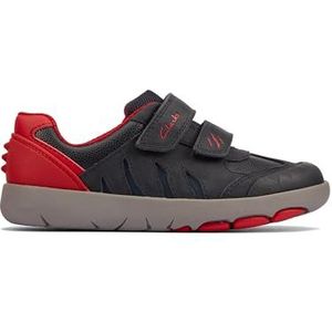 Clarks Rex Play K, uniseks gymschoenen voor kinderen en jongens, Navy Red Lea, 33 EU