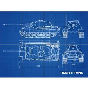Tiger II Panzerkampfwagen Zware Tank Blauwdruk Plan XL Giant Panel Poster (8 Secties)