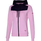Mizuno - Dames Sweatshirt - Zwart - Zacht Katoen - Capuchon - Ritssluiting - Contrasterende Mesh Panelen