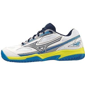 Mizuno Unisex Break Shot 4 CC Tennis, Wht/DrsBlue/SSpring, 4 UK, Wht Drsblue Sspring, 36.5 EU