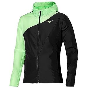 Mizuno Release Jcket Jacket met capuchon voor heren, Techno groen/zwart