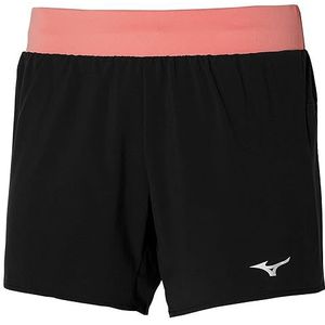 Mizuno Alpha 4.5 korte casual shorts voor dames, zwart/lantana