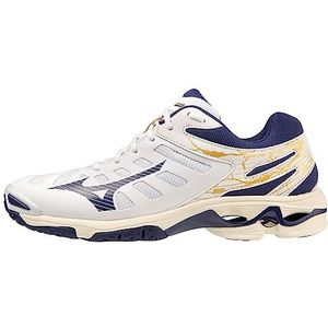 Mizuno WAVE VOLTAGE Volleybalschoenen Wit/BlauwRibbon/MP Goud Dames/Heren Maat 36.5