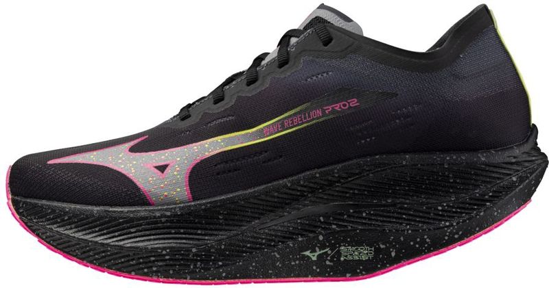 Mizuno - WAVE REBELLION PRO 2 - Hardloopschoenen - Zwart/silver/pink tetra