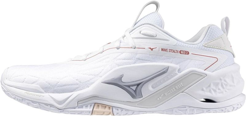 Mizuno - WAVE STEALTH NEO 2 - Handbalschoenen - Wit/Aleutian/Cloud Pink - Dames