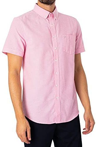 Farah - Drayton - Overhemd - Koraalrood - Korte Mouwen