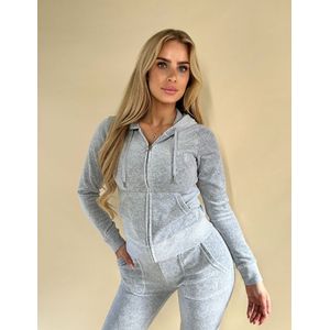 Juicy Couture - Robertson - Sweatvest - Grijs - Capuchon met Trekkoord, Ritssluiting, Geribd Ceintuurtje