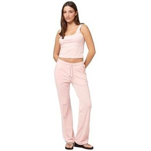 Juicy Couture Velour Track Pants met diamant-branding, Amandelbloesem, XS