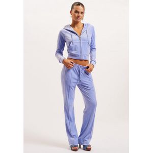 Juicy Couture - Hoodie - Blauw - Velours - Slim Fit - Met Diamanten Logo