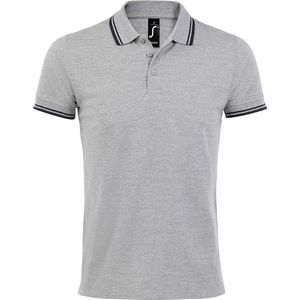 SOLS Heren Pasadena getipt korte mouw Pique Polo Shirt (Heide Grijs Navy)