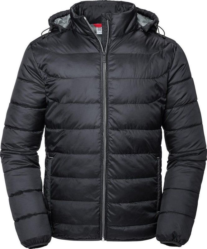 Russell Volwassenen Unisex Hooded Nano Jacket (Zwart)